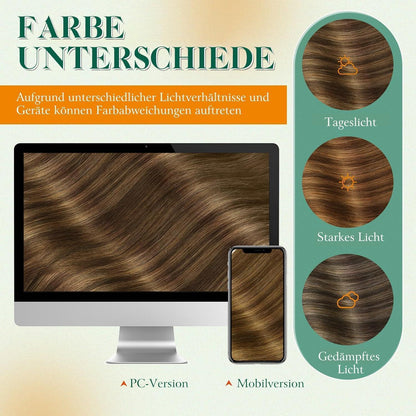 Echthaar Tape Extensions Ombre Braun 50cm