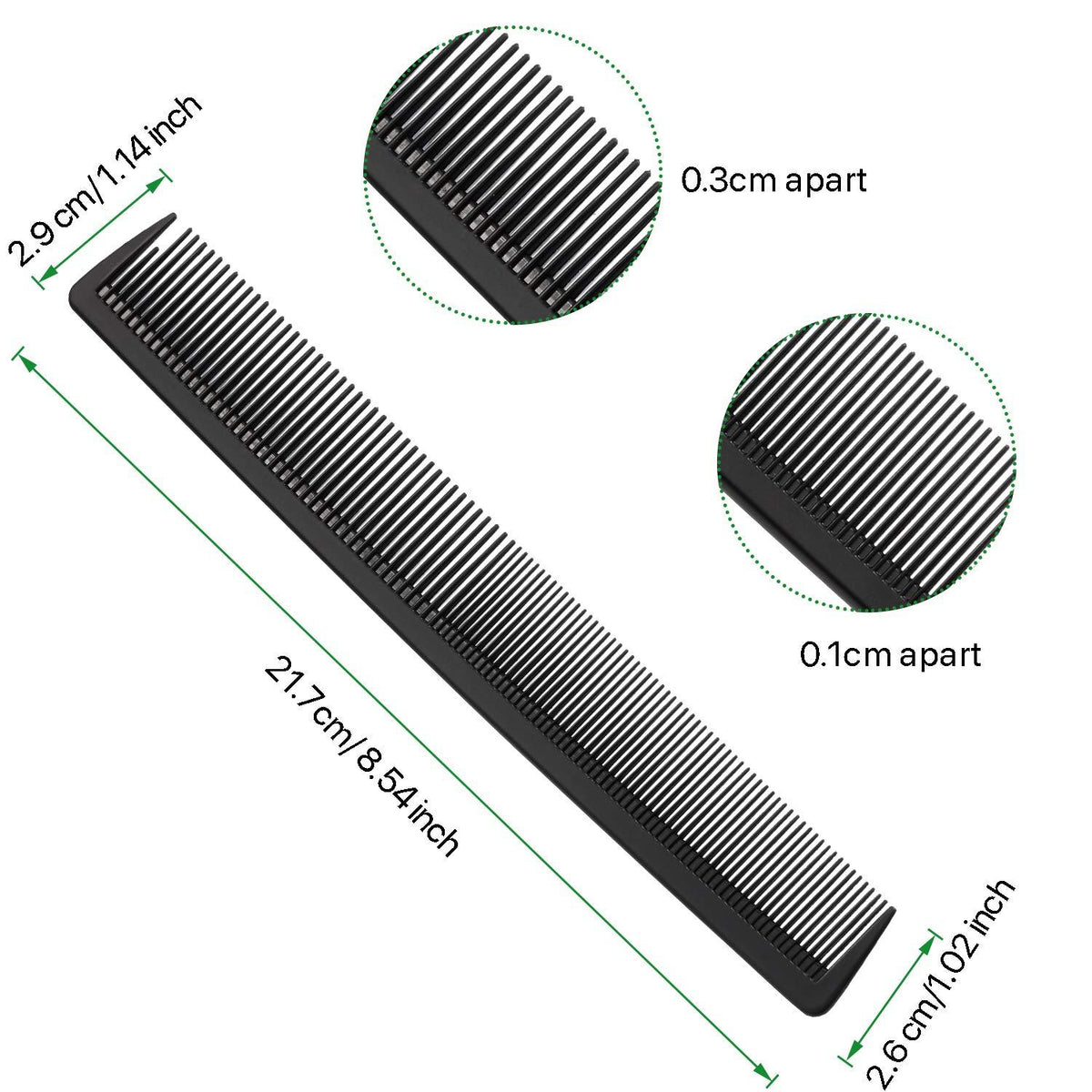 3 Stücke Karbon Fiber Haarschneidekämme Schwarz, Anti-Statik