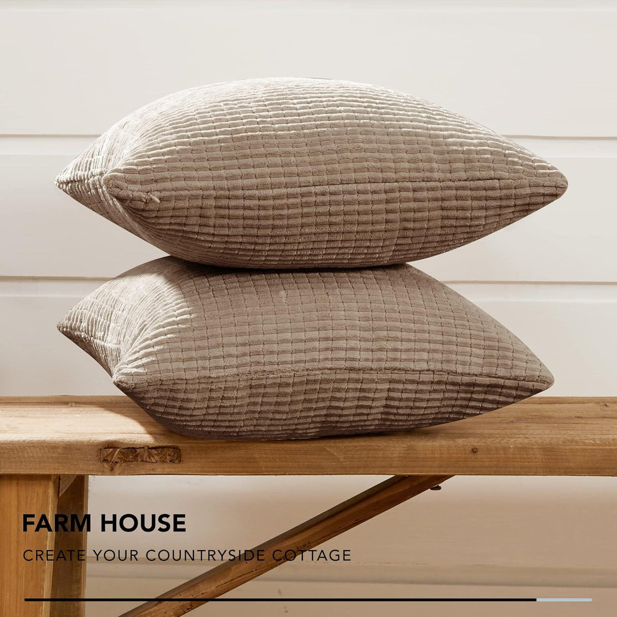 Deconovo Kordsamt Kissenhüllen 40x40 cm Taupe, 2er Set