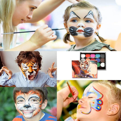 Halloween Kinderschminke Set Face Body Paint 15 Farben Pinsel Tattoos