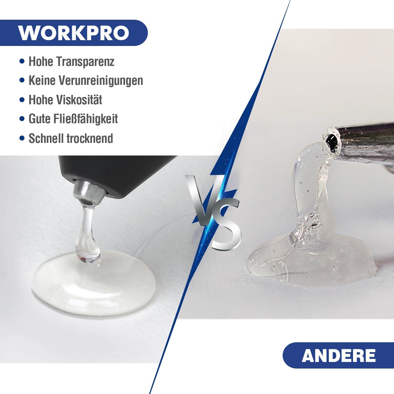 WORKPRO 200 Heißklebestifte 7x100mm transparent Universal für Heimwerker Handwerk