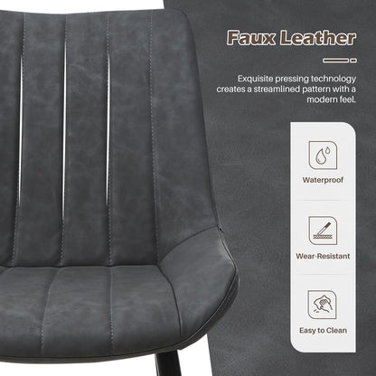 Esszimmerstühle 2er Set, Ergonomisch & Robust in Lederoptik