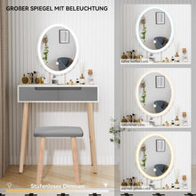 YU YUSING Schminktisch mit LED-Beleuchtung und gepolstertem