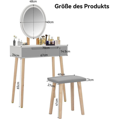 YU YUSING Schminktisch mit LED-Beleuchtung und gepolstertem