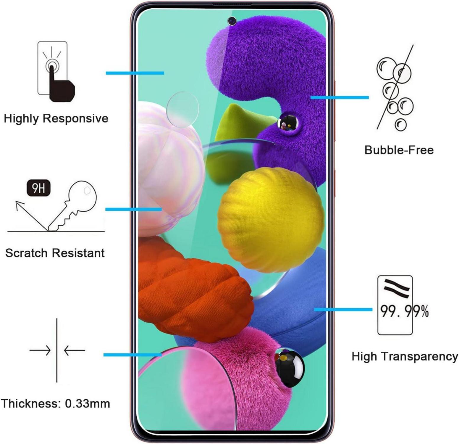 Panzer Schutz Glas Samsung Galaxy A51 2 Stück 9H Härte HD