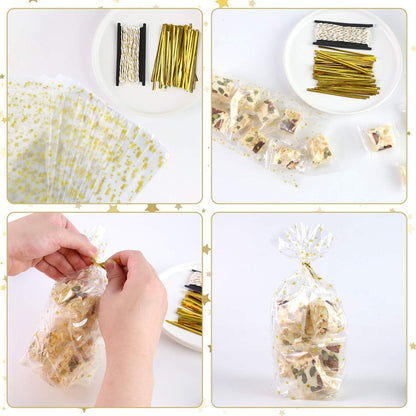 100x Weihnachtsstern Plätzchentüten Goldband & Schnur