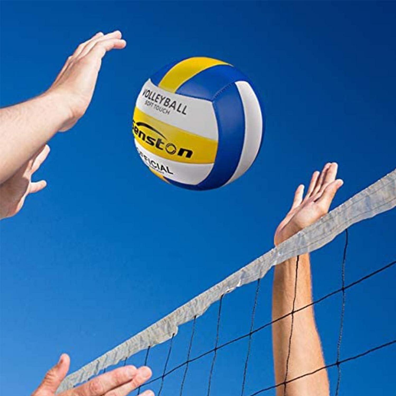 Senston Beachvolleyball Soft Touch Größe 5 mit Pumpe - Wasserfest für Strand, Pool