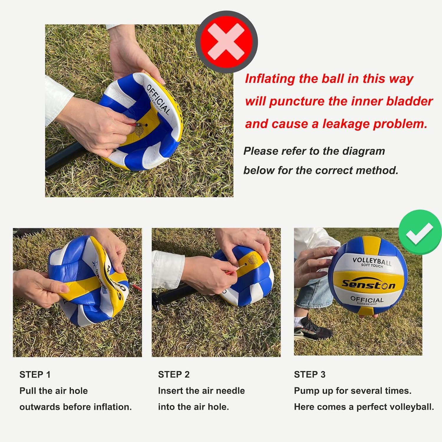 Senston Beachvolleyball Soft Touch Größe 5 mit Pumpe Blau
