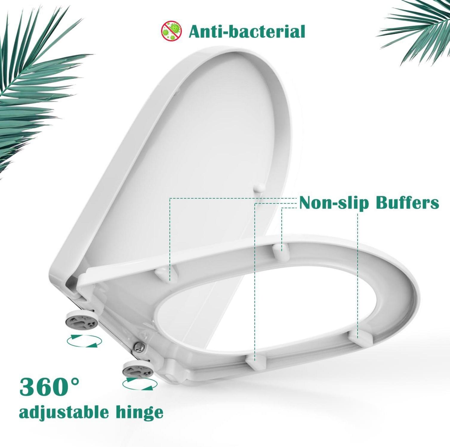 Toilettendeckel WC Sitz Absenkautomatik D-Form Quick Release Antibakteriell aus