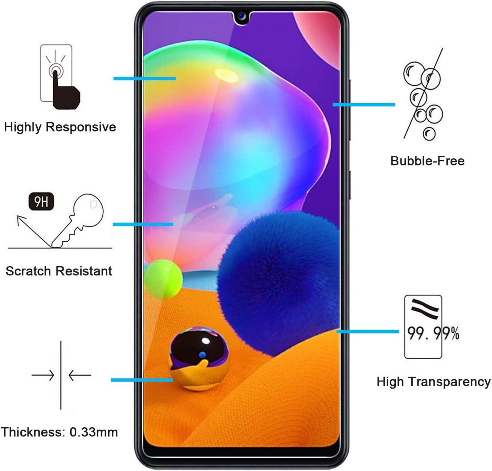 Panzer Schutzglas Samsung Galaxy A31 2 Stk 9H Härte