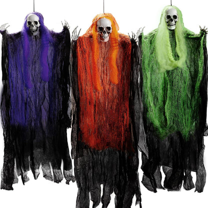 Halloween Sensenmann Dekoration Set 3 Stück 90 cm Gruselige Hängedeko