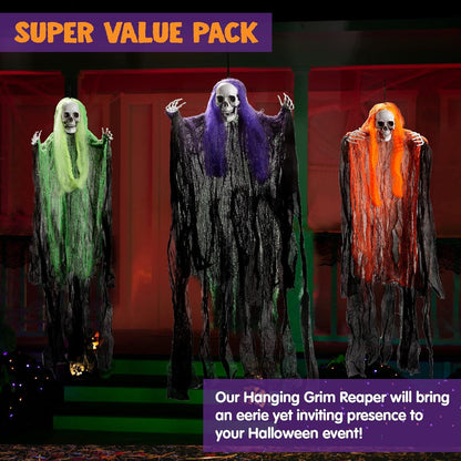 JOYIN Halloween Sensenmann Deko Set 3 Stück 90 cm Gruselig