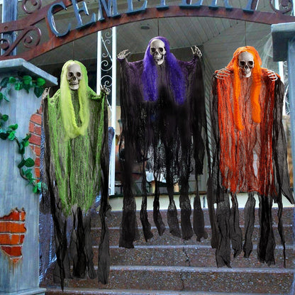 Halloween Sensenmann Dekoration Set 3 Stück 90 cm Aufhängbar für Innen und Außen