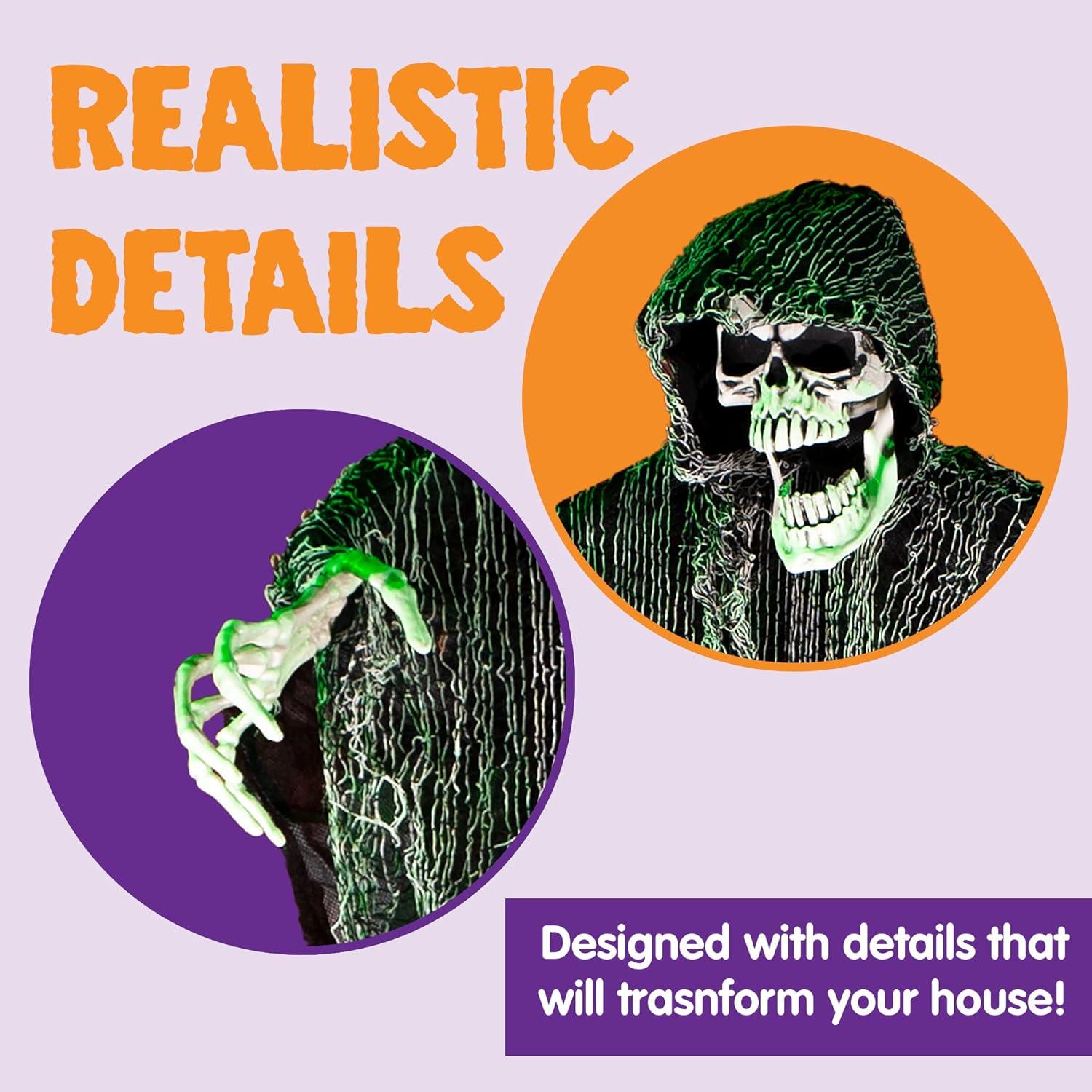 JOYIN 3er Set Halloween hängende Sensenmänner 135 cm + 80 cm, Skelett Geister für Innen und Außen