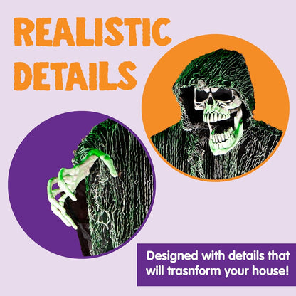 JOYIN 3er Set Halloween hängende Sensenmänner 135 cm + 80 cm, Skelett Geister für Innen und Außen