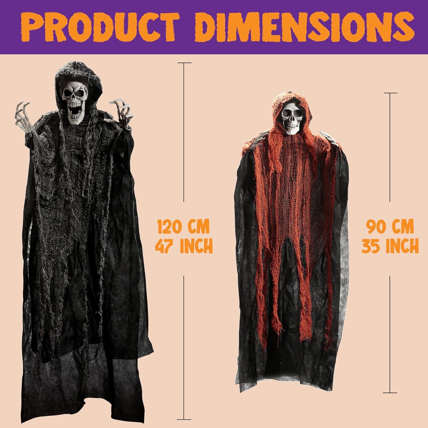 Halloween-Sensenmänner 3er Set 134,6 cm + 80 x 2 cm, Geister-Deko