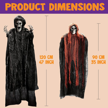 Halloween-Sensenmänner 3er Set 134,6 cm + 80 x 2 cm, Geister-Deko
