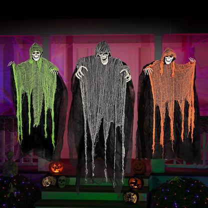 Halloween-Sensenmänner 3er Set 134,6 cm + 80 x 2 cm, Geister-Deko
