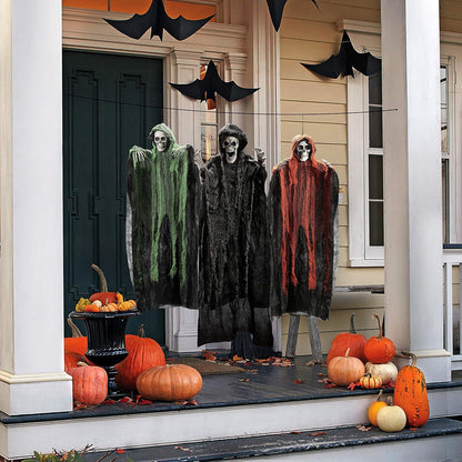 JOYIN 3er Set Halloween hängende Sensenmänner 135 cm + 80 cm, Skelett Geister für Innen und Außen
