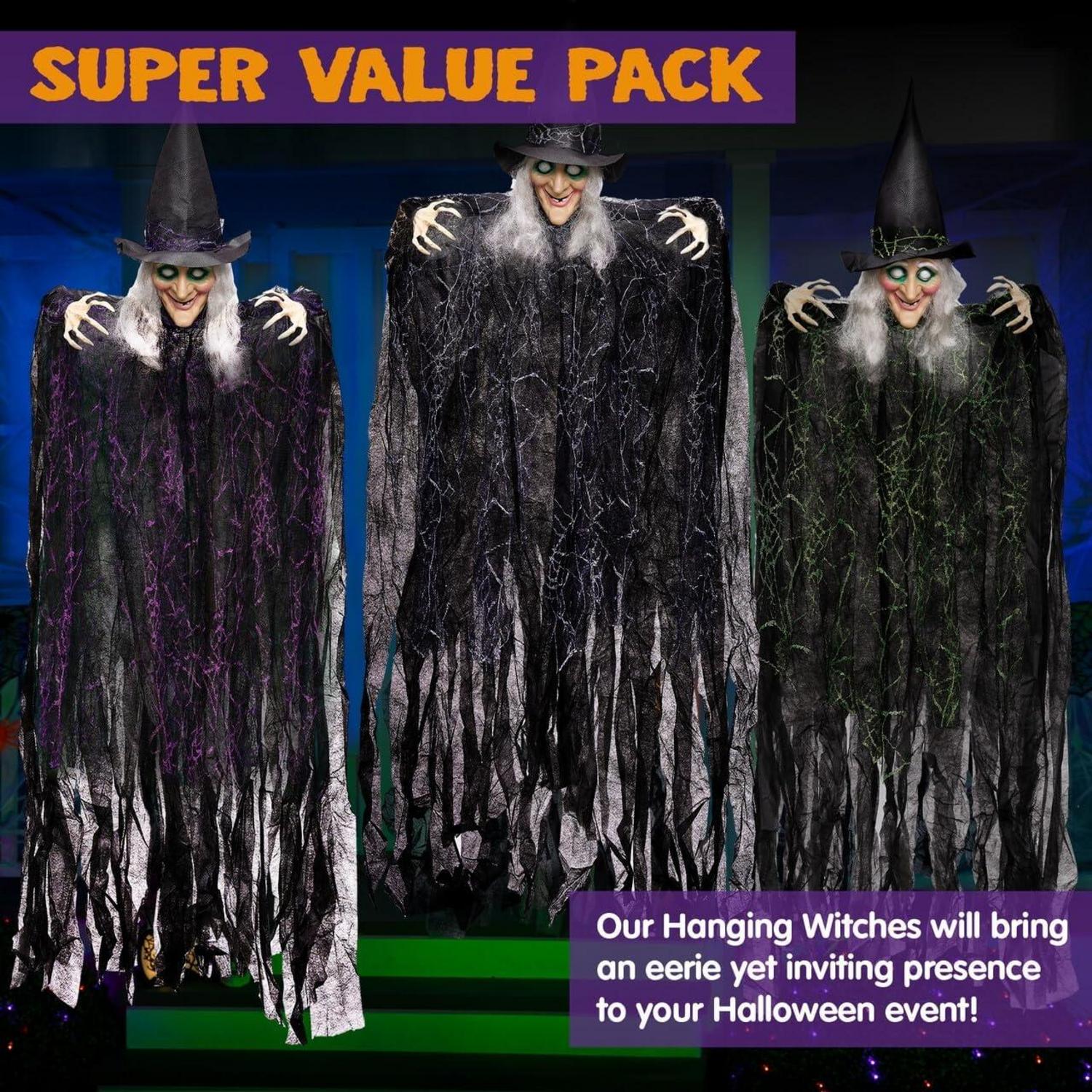 Halloween Hexen Dekorationen Set, 3 Stück, 89,7 cm, biegsame Arme