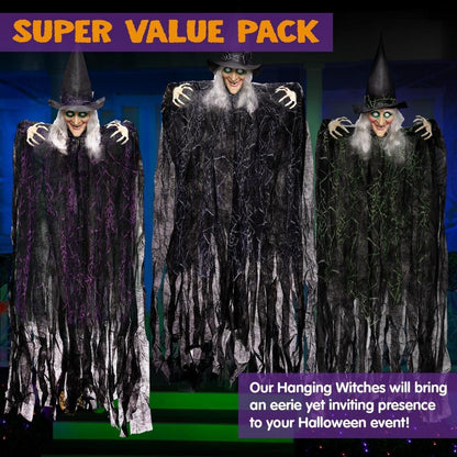 Halloween Hexen Dekorationen Set, 3 Stück, 89,7 cm, biegsame Arme