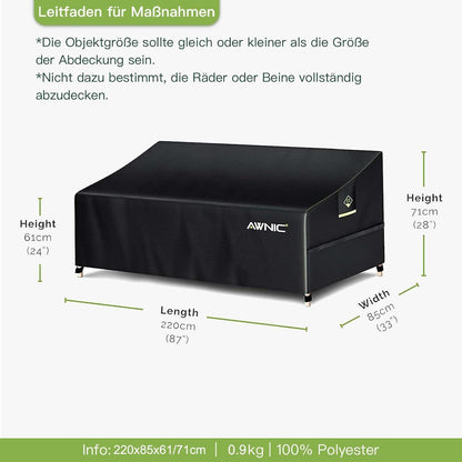 Sofaüberzug 3-Sitzer Wasserdicht & UV-Schutz 220x85cm