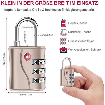 ZHEGE TSA Kofferschlösser 3-Stellige Zahlenschlösser für
