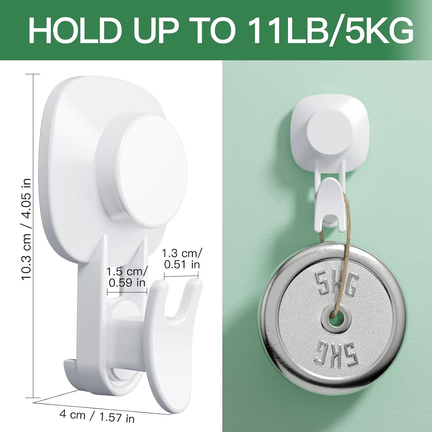 Saugnapf Haken Ohne Bohren 4er Pack, 5KG Belastbar - Doppelhaken 360 Grad drehbar