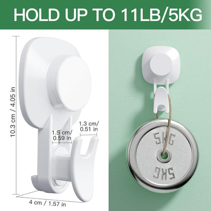 Saugnapf Haken Ohne Bohren 4er Pack, 5KG Belastbar - Doppelhaken 360 Grad drehbar