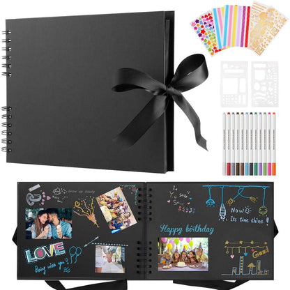 Fotoalbum zum selbstgestalten 80 schwarze Seiten Scrapbook