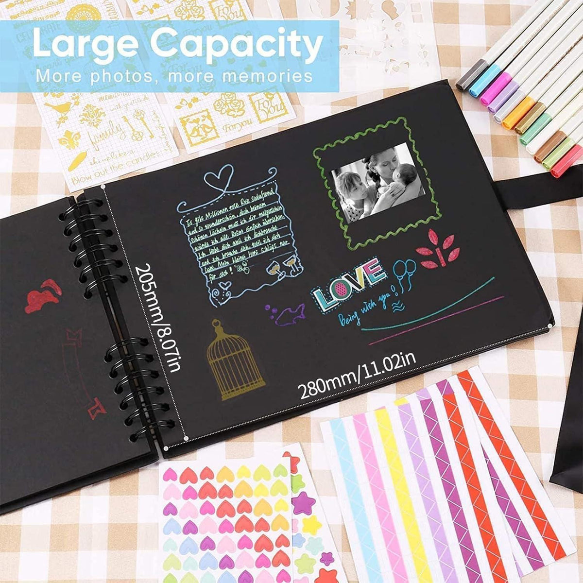 Fotoalbum zum Selbstgestalten Schwarze Seiten Scrapbook DIY Groß für