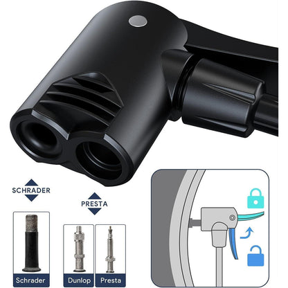 Fahrradpumpe mit Manometer Mini tragbar 11bar 160PSI