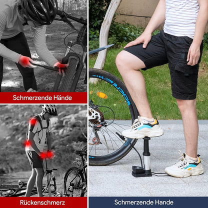 Fahrradpumpe Manometer Mini tragbar 11bar 160 PSI Dualkopf Ventile Bälle