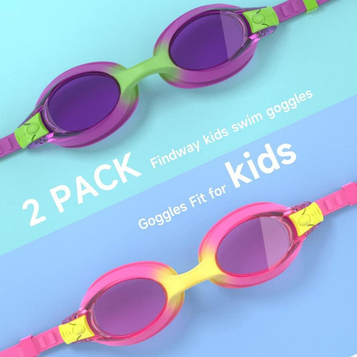 Schwimmbrille Kinder | 2 Stücke Junior Anti Nebel UV Schutz