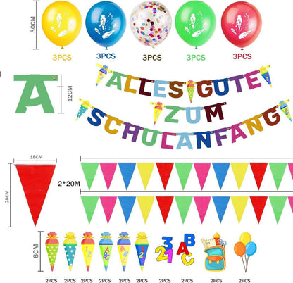 Einschulung Deko Set Jungen Mädchen Girlande Wimpel