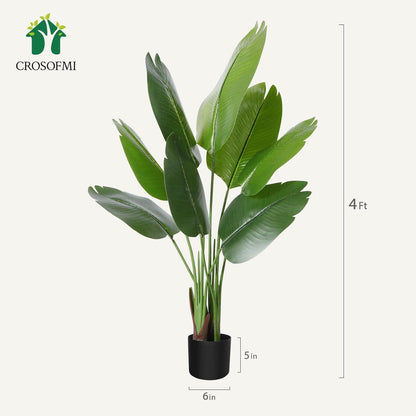 Künstliche Paradiesvogel Pflanze 120cm 8 Blätter Topf für Haus Büro Garten