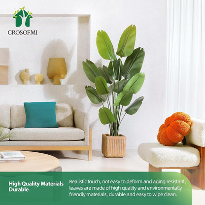 Künstliche Paradiesvogel Pflanze 180cm Tropische Palme 13 Blätter