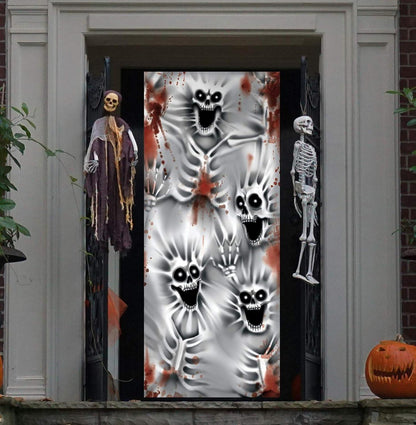 3D-Gruselige Skelett-Türabdeckung für Halloween Dekoration 76,2x182,9