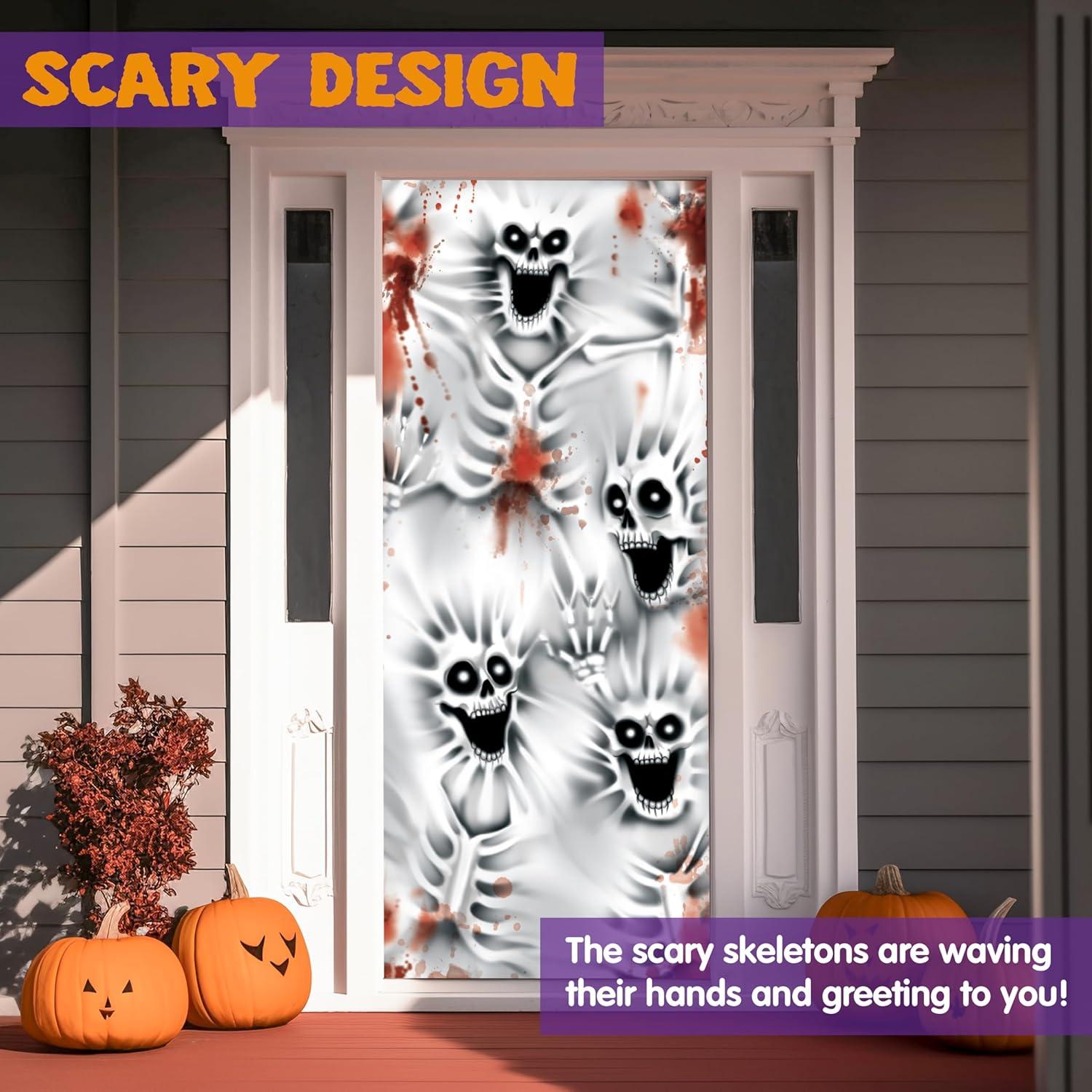 Gruselige Skelett-Türabdeckung 3D-Design 76,2x182,9 cm Halloween-Deko