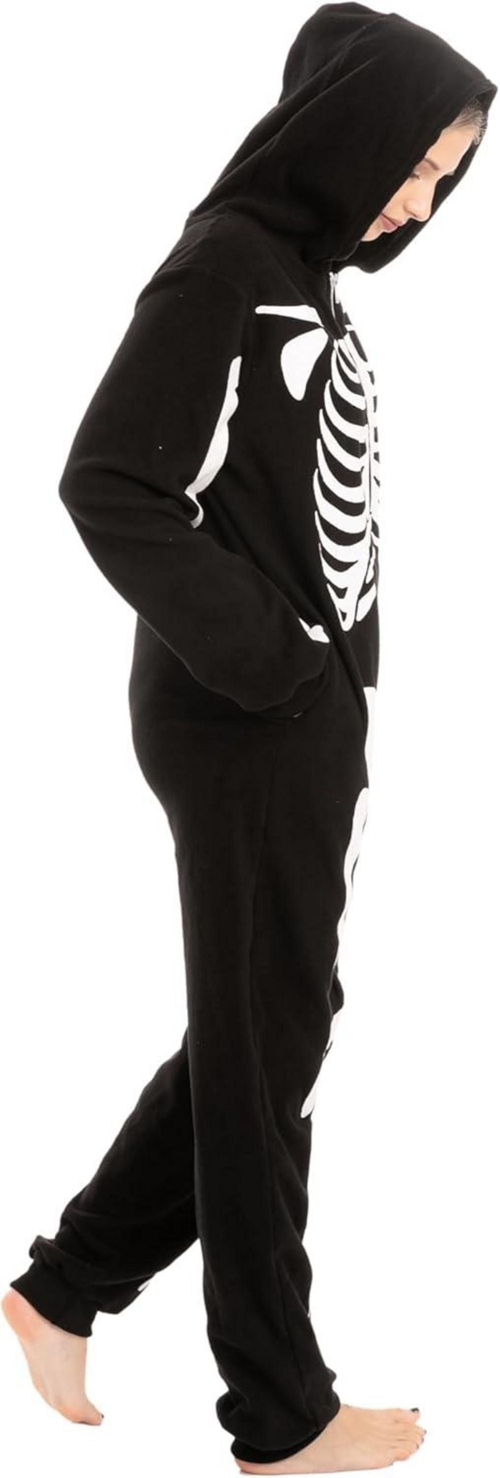 Spooktacular Halloween Skelett Onesie Erwachsene Kostüm XL Schwarz