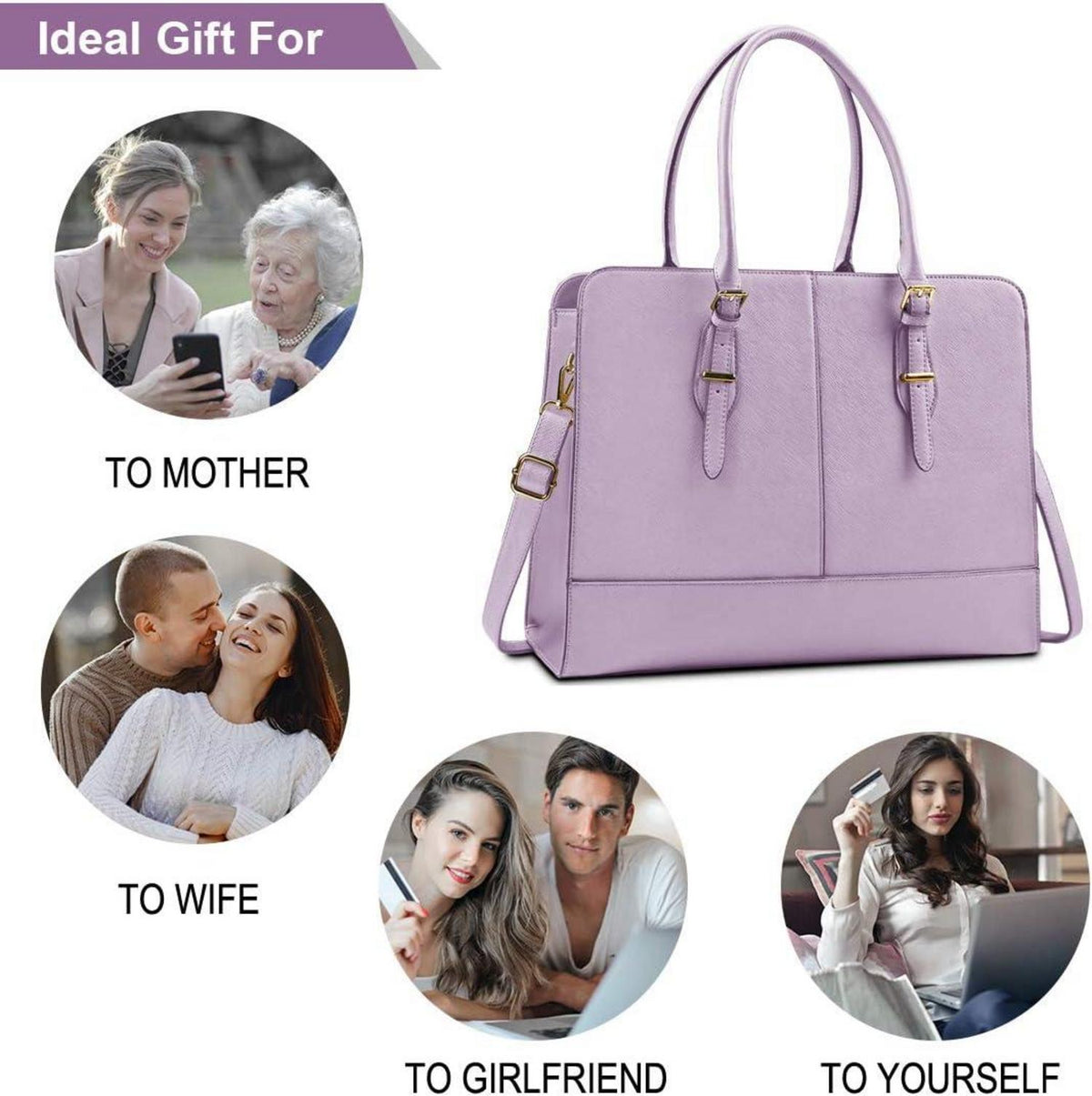 Lubardy Damen Handtasche Shopper Wasserdicht 15.6 Zoll Leder Büro Business