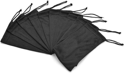 10er Set Mikrofaser Brillenbeutel und Brillentuch Schwarz