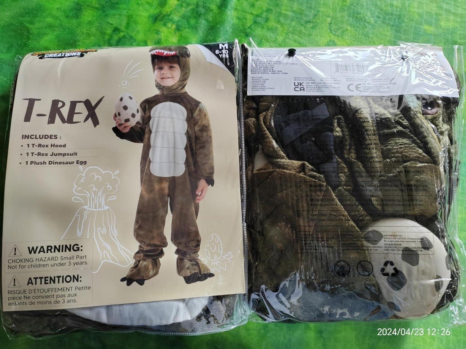 Kinder T-Rex Dinosaurier Kostüm für Halloween Party & Rollenspiel S/M/L