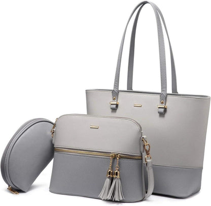 Große Damen Handtasche Set Shopper Schultertasche Geldbörse LEDER