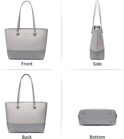 Damen Handtasche Shopper Schultertasche Groß Leder 3-teiliges Set