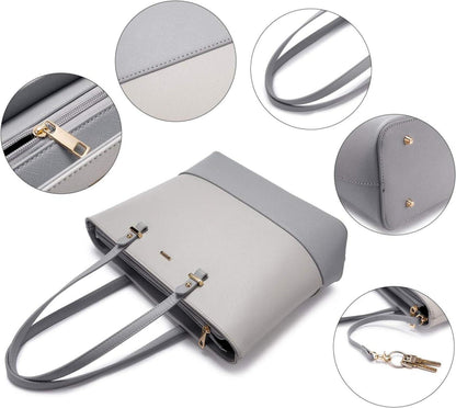 Schwarze LOVEVOOK Handtasche Set Damen Leder Groß 3teilig
