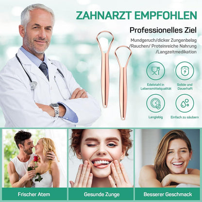 Zungenschaber Edelstahl 2 Stück Mundgeruch Mundpflege Atemfrische