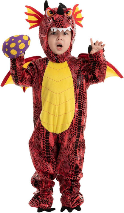 Kinder Drachen Kostüm Halloween 3T Rot Dinosaurier Pretend