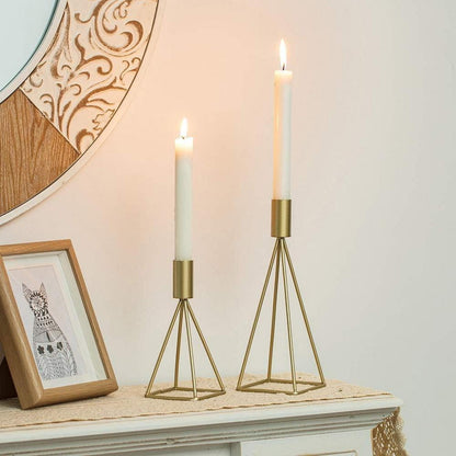 Sziqiqi Metall Kerzenständer Set Vintage in Gold, 2er Pack