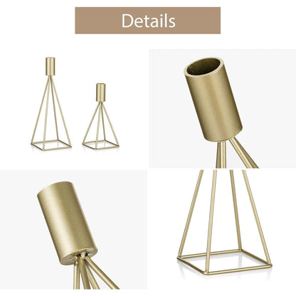 Sziqiqi Metall Kerzenständer Set Vintage in Gold, 2er Pack